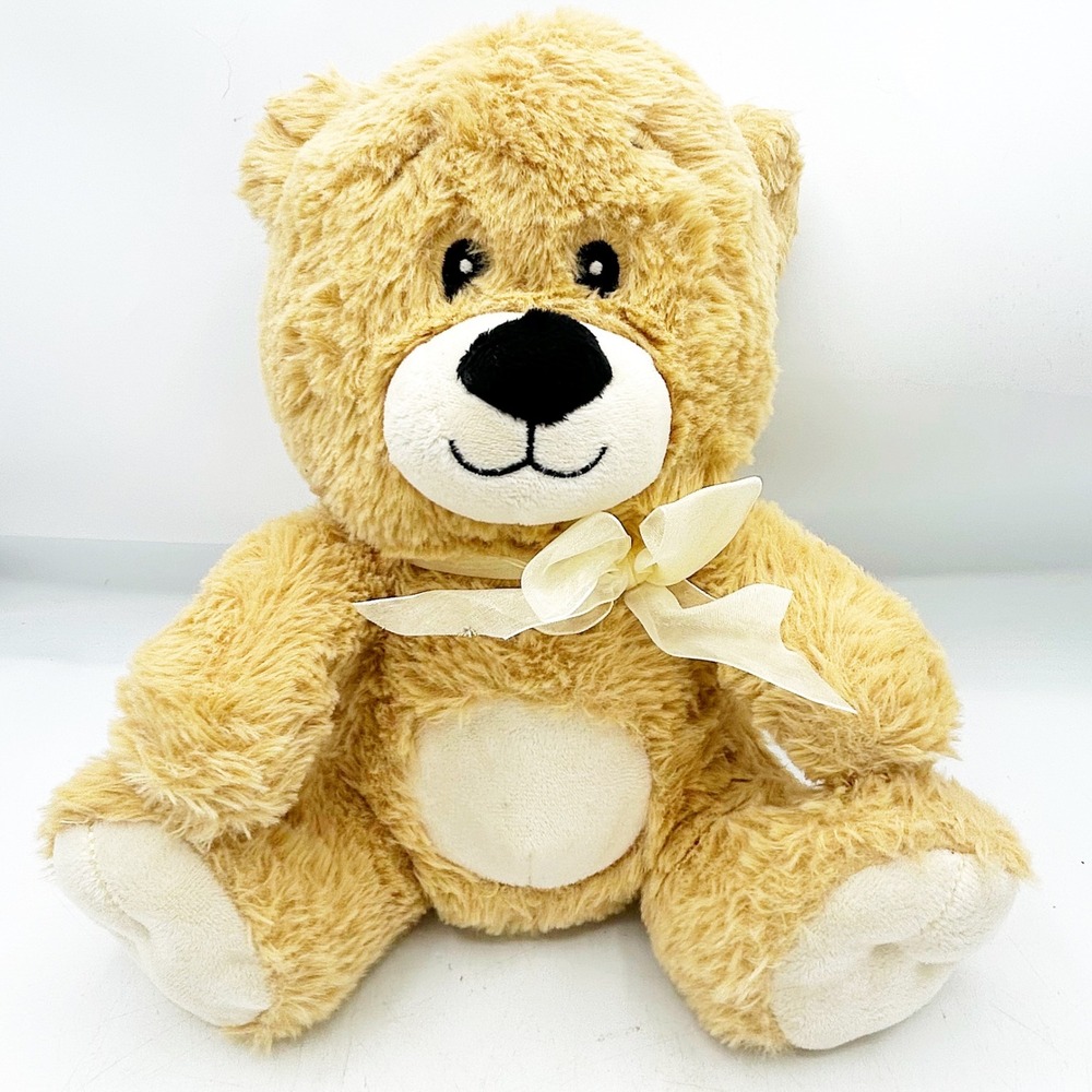 American Greetings Teddy Bear Plush 10" Tan with Sheer Bow‎ Stuffed